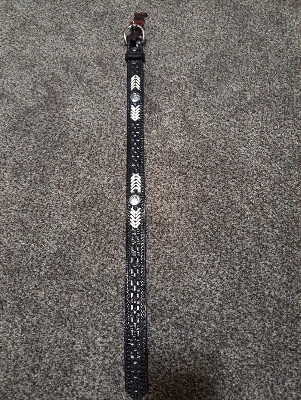 Kids Black Leather Studded Belt with Silver Accents